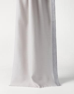 Cashmere and silk scarf with stripe Light Grey Man - Brunello Cucinelli