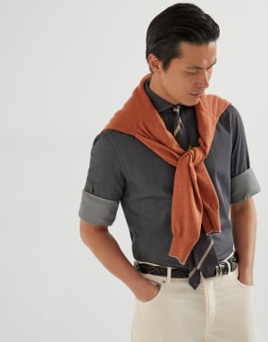 Spread collar shirt Anthracite Man - Brunello Cucinelli