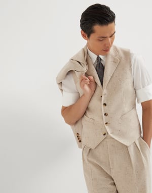 Weste aus Köper Hellbeige Herren - Brunello Cucinelli