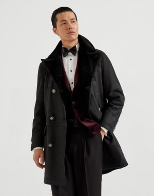 Shearling caban jacket Black Man - Brunello Cucinelli