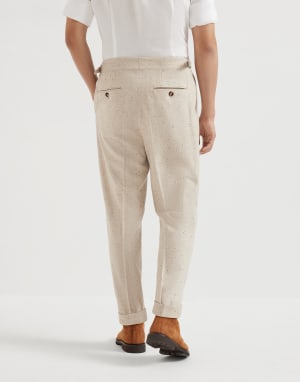 Pantalón en tejido diagonal Beige Claro Hombre - Brunello Cucinelli