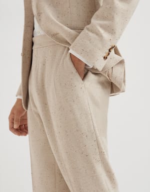 Pantalón en tejido diagonal Beige Claro Hombre - Brunello Cucinelli