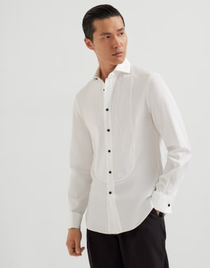 Tuxedo shirt with pleating White Man - Brunello Cucinelli