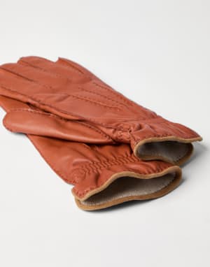 Nappa leather gloves Brown Man - Brunello Cucinelli