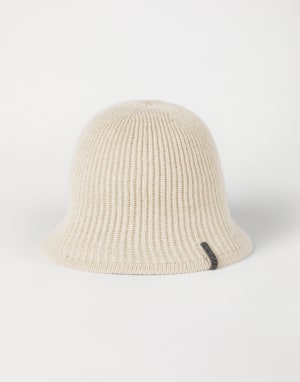 Sparkling beanie with monili Cool Beige Woman - Brunello Cucinelli