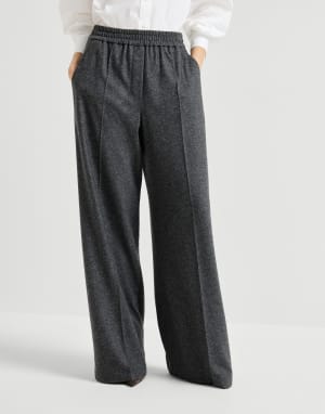 Cashmere jersey trousers Anthracite Woman - Brunello Cucinelli