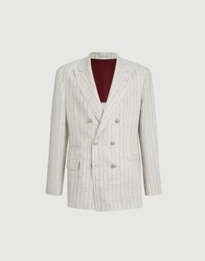 Veste en sergé à fines rayures Gris Clair Homme - Brunello Cucinelli