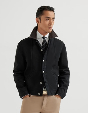 Garment-dyed outerwear jacket Black Man - Brunello Cucinelli