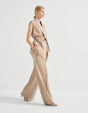 褶裥宽松裤 灰玫瑰色 女款 - Brunello Cucinelli