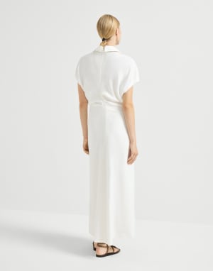 镶珠装饰斜纹布连衣裙 白色 女款 - Brunello Cucinelli