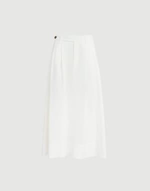 Twill sartorial skirt with monili White Woman - Brunello Cucinelli