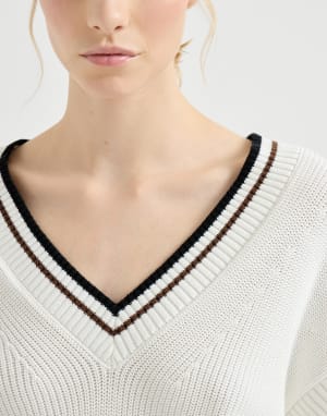 Джемпер из хлопка Белый Женщина - Brunello Cucinelli