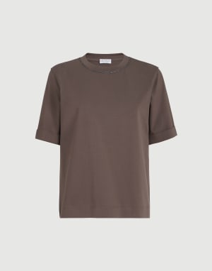 Cotton jersey T-shirt Brown Woman - Brunello Cucinelli