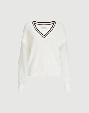 Джемпер из хлопка Белый Женщина - Brunello Cucinelli