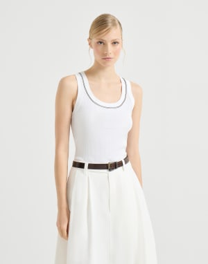 Ribbed jersey top White Woman - Brunello Cucinelli
