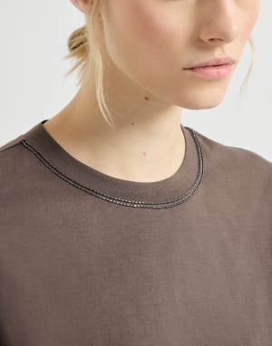 Cotton jersey T-shirt Brown Woman - Brunello Cucinelli