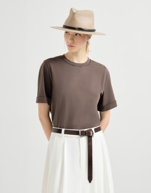 Cotton jersey T-shirt Brown Woman - Brunello Cucinelli