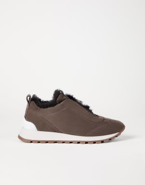 Chaussures de running en daim avec Monile Marron Femme - Brunello Cucinelli
