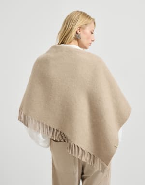 Poncho en drap double Biscuit Femme - Brunello Cucinelli