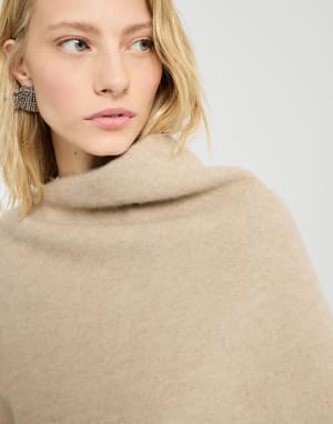 Poncho en drap double Biscuit Femme - Brunello Cucinelli