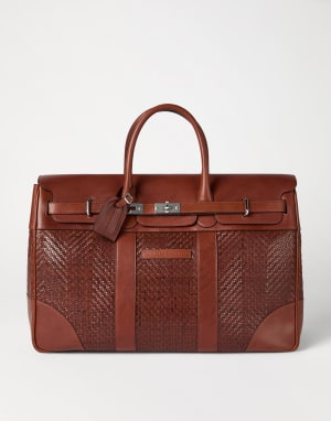 Calfskin and cowhide bag Cognac Man - Brunello Cucinelli