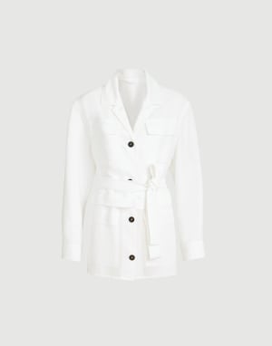 Twill safari jacket with monili White Woman - Brunello Cucinelli