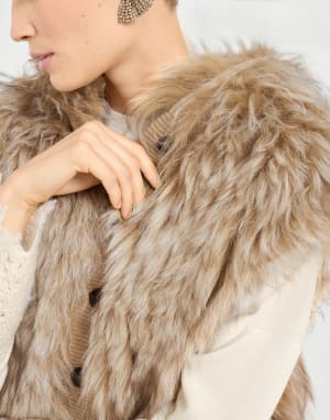 Cozy shearling vest Light Brown Woman - Brunello Cucinelli