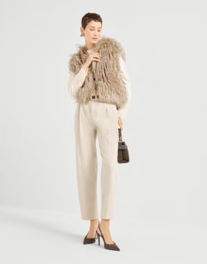 Cozy shearling vest Light Brown Woman - Brunello Cucinelli