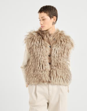 Cozy shearling vest Light Brown Woman - Brunello Cucinelli