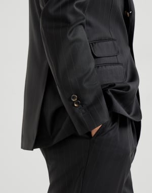 Chalk stripe deconstructed Cavallo blazer Black Man - Brunello Cucinelli