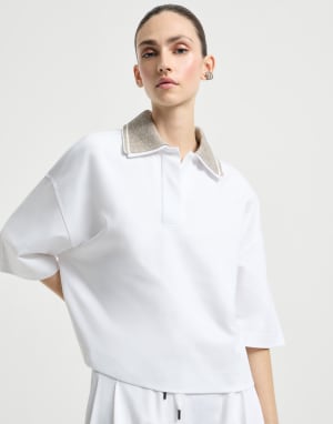 Polo de interlock Couture Blanco Mujer - Brunello Cucinelli