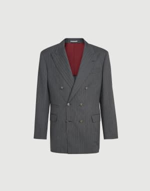 Veste en toile de laine vierge Gris Foncé Homme - Brunello Cucinelli