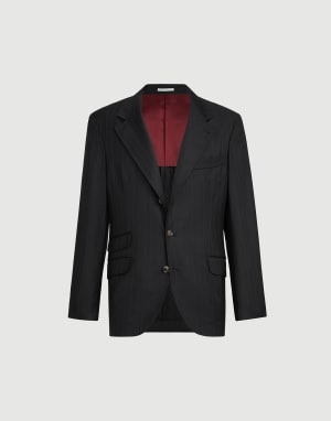 Chalk stripe deconstructed Cavallo blazer Black Man - Brunello Cucinelli