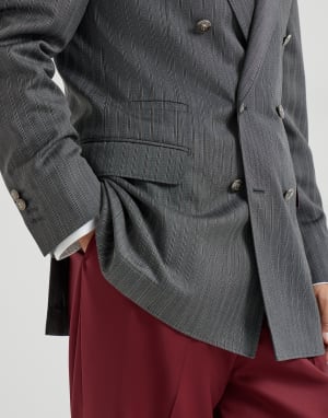 Veste en toile de laine vierge Gris Foncé Homme - Brunello Cucinelli