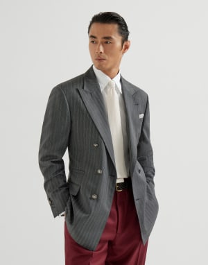 Veste en toile de laine vierge Gris Foncé Homme - Brunello Cucinelli