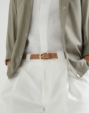 Reversed leather belt Tobacco Man - Brunello Cucinelli