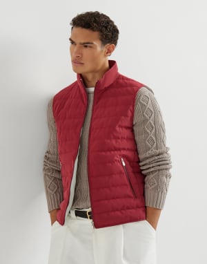 Daunenweste aus Nylon Kirschrot Herren - Brunello Cucinelli