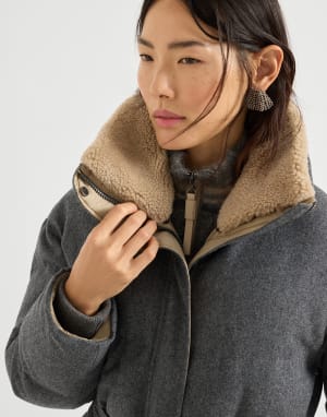 初剪羊毛法兰绒羽绒外套 深灰 女款 - Brunello Cucinelli