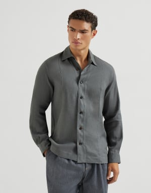 Linen shirt Anthracite Man - Brunello Cucinelli