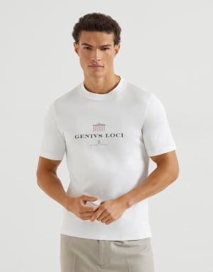 T-shirt con stampa Bianco Uomo - Brunello Cucinelli