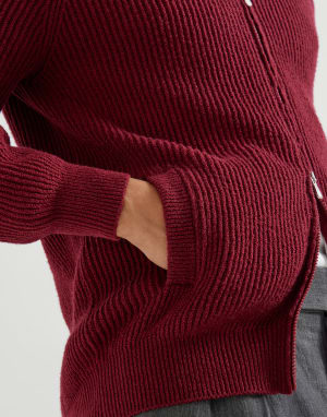 Кардиган из фасонного хлопка Вишневый Мужчина - Brunello Cucinelli