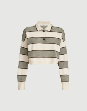 Polo Crop de punto Sparkling Salvia Mujer - Brunello Cucinelli