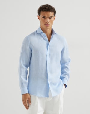 Bluse aus Leinen Himmelblau Herren - Brunello Cucinelli