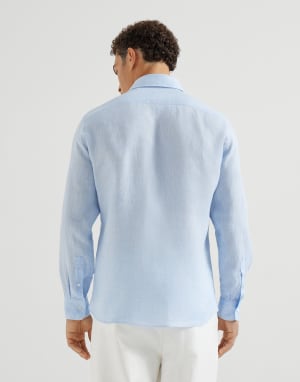 Bluse aus Leinen Himmelblau Herren - Brunello Cucinelli