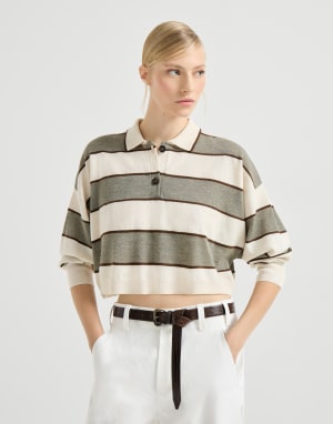 Polo Crop de punto Sparkling Salvia Mujer - Brunello Cucinelli