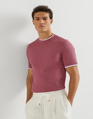 T-shirt con Faux-Layering Corallo Uomo - Brunello Cucinelli