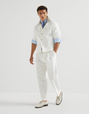 Bluse aus Leinen Himmelblau Herren - Brunello Cucinelli