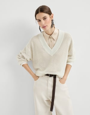 Cashmere net sweater Panama Woman - Brunello Cucinelli