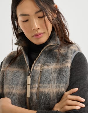 Jacquard check knit vest Multicoloured Woman - Brunello Cucinelli