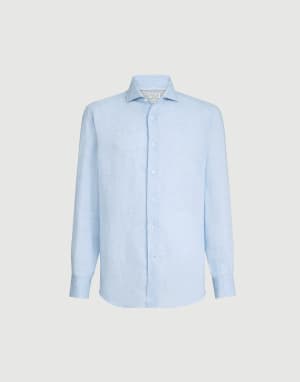 Bluse aus Leinen Himmelblau Herren - Brunello Cucinelli